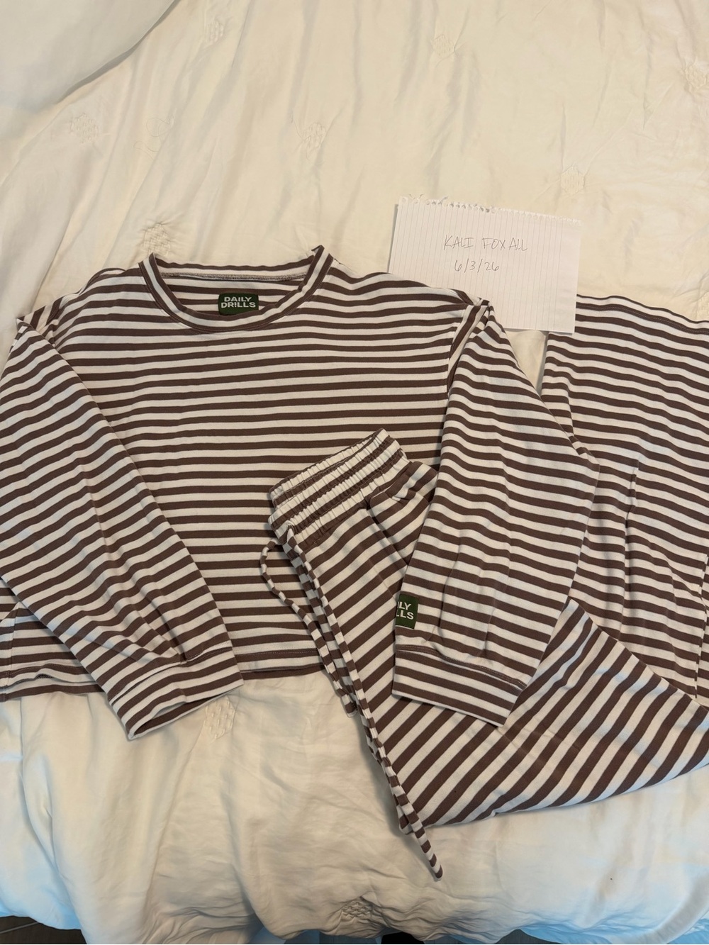 Daily Drills Mocha & White Striped Matching Set Size M/L